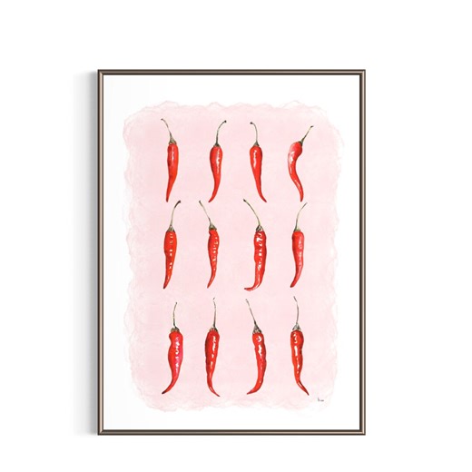 Chili Pepper Watercolor Print Red Pepper Kitchen Wall Decor Food Illustration - Etsy
