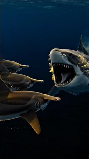 Hammerhead vs Great White 🦈 Battle of the Ocean’s Deadliest Hunters!‎‎ #topeshark