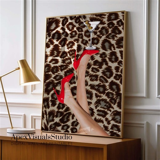 Leopard Martini Girly Trendy Wall Art Print, Aesthetic Wall Decor, Digital Download - Etsy