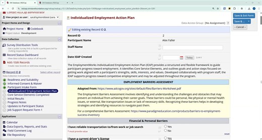 Individualized Employment Action Plan (IEAP)