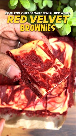 Parichay Sharma on Instagram: "🍰😍 Eggless red velvet cheesecake brownies 😍Red Velvet + Cheesecake + Brownies… all in ONE bite? ❤️🍰 These Eggless Red Velvet Cheesecake Brownies are pure bakery-style indulgence — rich, fudgy, creamy & impossible to resist! Tell me honestly… cutting neat slices or just attacking with a spoon? 😍#redvelvet #brownies ❤️ Eggless Red Velvet Cheesecake Brownies (for 8x8 inch tin) Ingredients: For Red Velvet Brownie Layer: 1. All-purpose flour – 130 g (1 cup) 2. Coco