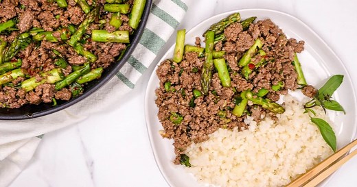 Thai Basil Ground Beef Bowl - Slender Kitchen