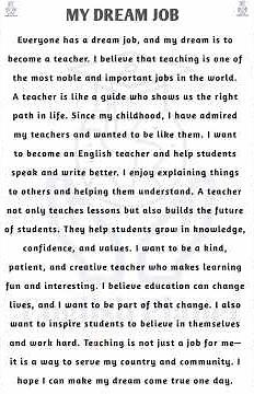 My Dream Job – I Want to Be a Teacher | Spoken English Paragraph, English stories for beginners,