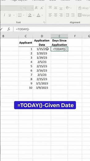 How to calculate the number of days between a given date and current date in Excel! #sheets #excel