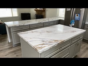 Calacatta Gold Qluxe #countertop #kitchen #interiors #installation #new #viralvideo #quartz
