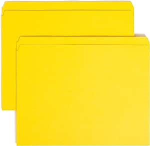Smead Colored File Folder, Straight-Cut Tab, Letter Size, Yellow, 100 per Box (10946)