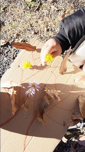 秋の自然物製作🍂#子育て#育児#製作#2歳 #アウトドア#キャンプ#秋#japan #知育
