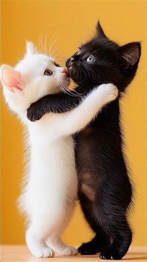 Cute Adorable Kitty Cat Kittens Kissing In Heartwarming Play!