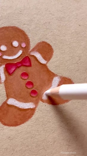 Drawing Gingerbread Man with Colored Pencils