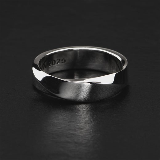 Sterling Silver Mobius Wedding Ring: Twisted Geometric Band, Handmade