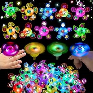 24PCS LED Light Up Fidget Spinner Rings Glow Party Favors Bulk for Kids 4-8 8-12 Easter Egg Fillers Goodie Treat Bags Stuffers Pinata Carnival Prizes Classroom Treasure Box Toys Birthday Return Gifts