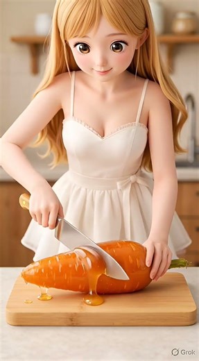 ASMR GIRL CUTTING A CARROT 🥕 MAKING OF HONEY 🍯 #asmr #aivideo #viral #shorts