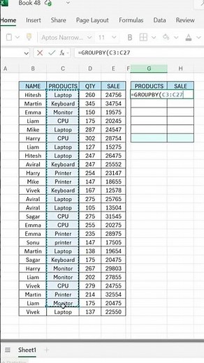 Group by function in excel #excel #spreadsheetsoftware #microsoftexcel