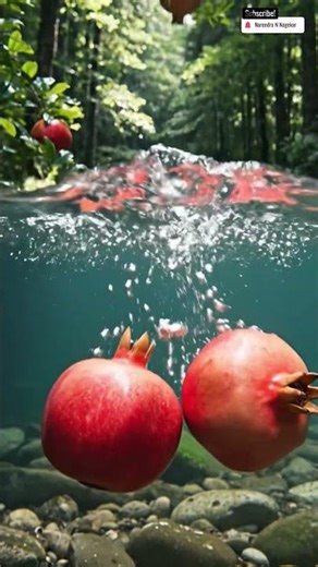 Nature's Hidden Treasure: Pomegranates Dropping into a Crystal Stream 🍎💦 #pomegranate #nature
