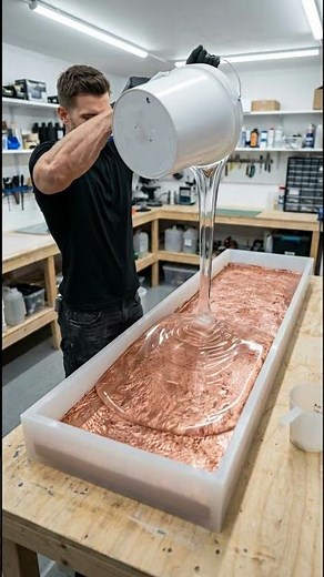 Rose Gold Metallic Epoxy Dining Table ✨💖 | Luxury Resin DIY #diy #home #tablemesa