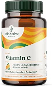 BIOACTIVE NUTRIENTS Vitamin C Chewable Tablets (Orange Flavor) - 500mg Vitamins - Dietary Supplements for Immunity, Plus Antioxidant Support - Made in USA - Gluten-Free, Yeast-Free, Vegan -