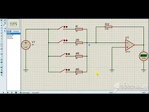 4Bit Weighted Resistor Digital to Analog Converter Simulation with Proteus