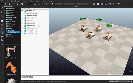 CoppliaSim控制无人车和无人机实现编队控制