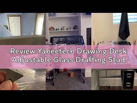 Review Yaheetech Drawing Desk Adjustable Glass Drafting Study Table for Diamond/Versatile Art Craft