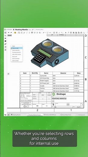 📑 Copy & Paste BOTH Internal Onshape Drawing Data OR External Spreadsheet Data in Onshape