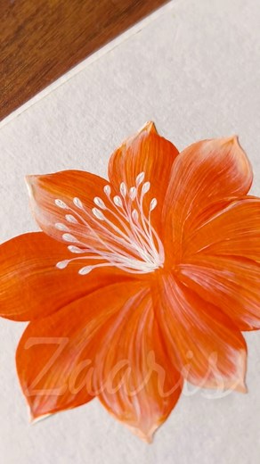 2.8M views · 26K reactions | 李﫠﫶Super easy ORANGE李 flower  painting using acrylic 﫶 and simple round brush strokes 﫶﫠李 #flowerpainting #reelsfypシ #art #orangeflower #flowerartwork | Zaaris | Facebook