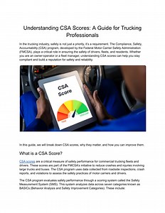 Understanding CSA Scores: A Guide for Trucking Professionals - SlideServe