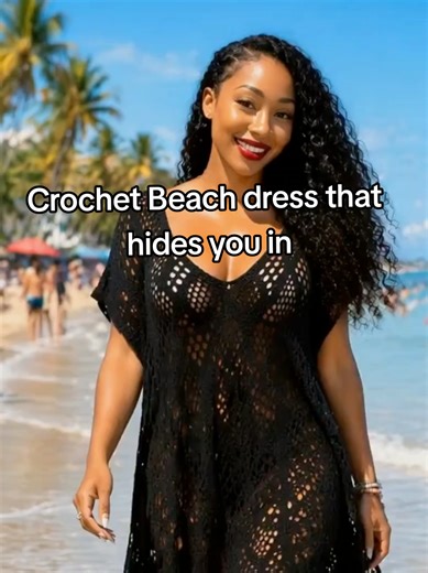 Women's Elegant V-Neck Crochet Beach Cover-Up, Sexy Elastic Acrylic Material, Perfect for Spring/summer/fall Vacations #beachdress #beachwear #crochetdress
