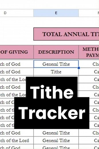 Tithe Tracker Excel Spreadsheet, Tithes and Offerings, Church Donations, Contribution Google Sheets