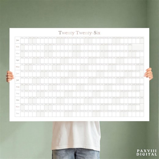 2026 Printable Year Planner | Large Wall Calendar 2026 | Yearly Wall Calendar | Rainbow Year Calendar | Giant Wall Calendar | A1 A2 A3 PDF - Etsy Canada