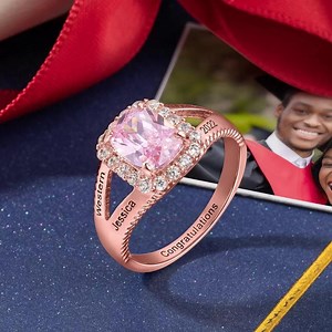 Custom Class Graduation Ring With Name   Birthstone, Custom Engraved Graduation Ring, High School Class Ring for Women, Glitsy Class Ring - Etsy