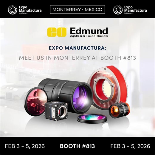Join us at Expo Manufactura in Monterrey, Mexico! 📍 Booth #813 See 2D vision inspection applications in action with a real-world demo conveyor featuring motion and position control. Get hands-on with our applications and explore popular industrial lens families like the C-Series and HP Series, designed for today’s most common sensors. See you on the show floor! 👋 #expomanufactura | Edmund Optics