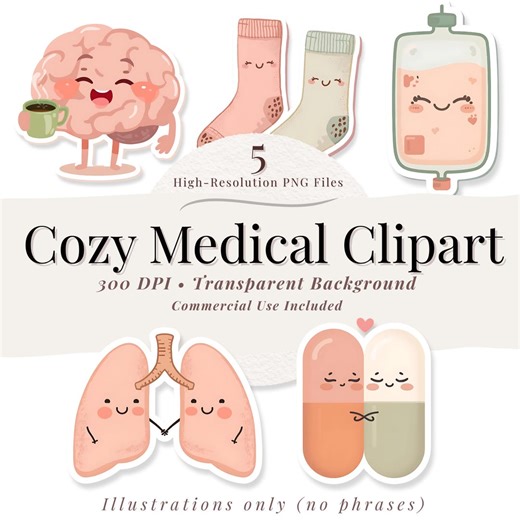 Cozy Medical Clipart PNG | Gentle Healthcare Illustrations (commercial Use) - Etsy