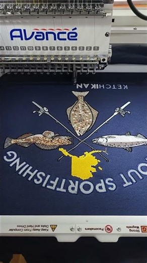 Finishing up Stout Sportfishing Hooded Sweatshirt Embroidery #fishing #asmr #bottomfishing
