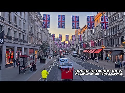 Bus upper-deck view of London's Regent Street and Oxford Street 🇬🇧🚌 Bus 94 part-journey only