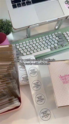 DIY Valentine's Day cards got easier with a Rollo thermal printer. Design the stickers you actually want and add them to every card 💌 #diyvalentines #customstickers #valentinesstickers #valentinescrafts #stickerprinter
