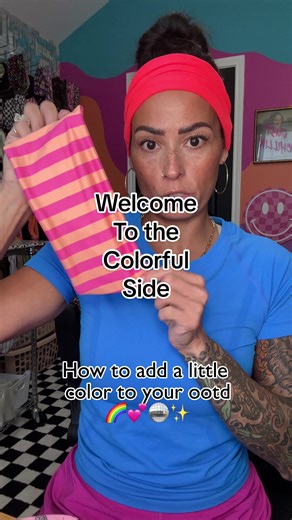 Is it time for you to add a little color to your OOTD?! You can always start small or you can go straight to neons personal preference..life is crazy have fun with it! 🌈✨💕🪩 #dopamine #antibeigeaesthetic #funcolors #headbands