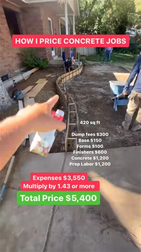 How I Price Concrete Jobs #concrete #concretefinisher #generalcontractors #concretework | Taniela Contractor