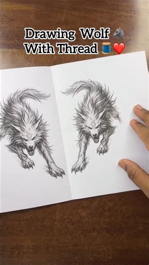 Amazing Double Wolf Drawing Trick 🐺✍️ | Easy Symmetrical Art #shorts#ytshorts