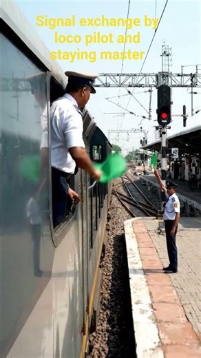 signal exchange by loco pilot and station master #locopilot #train #trainoperation #stationmaster