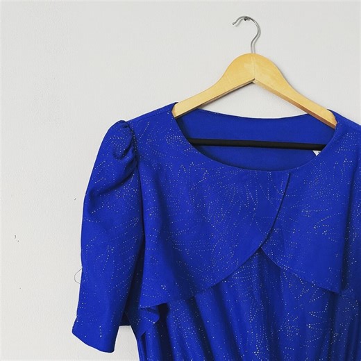 1980s electric blue sparkle dress - Etsy 日本