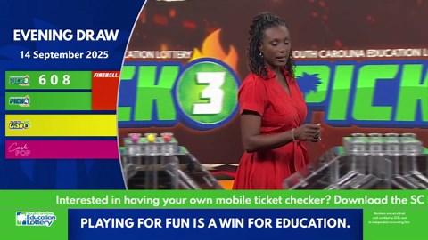 Evening SC Lottery Results: Sept. 14, 2025