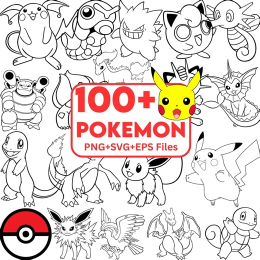 Mega Pokemon SVG Bundle, Pikachu Svg Snorlax Gengar Eevee Charmander Bulbasaur Layered Vector Files, Pokeball Eps Dxf Png (digital Download) - Etsy Canada