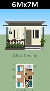 Small House Plan 6x7 Meter 2 Bed 1 bath | Just 4you