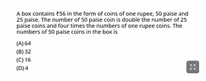 A box contains ₹56 in the form of coins of one rupee, 50 paise ... | Filo