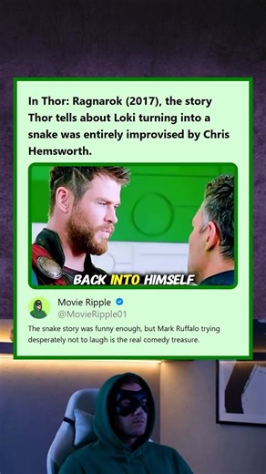 Thor Ragnarok 2017 Thors Story About Loki Turning Into a Snake Was Improvised by Chris Hemsworth
