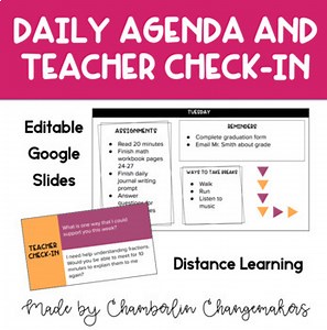 Digital Daily Agenda and Teacher Check-In Notebook - Back to School