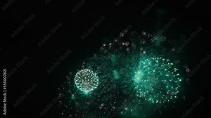 4K. loop seamless of real fireworks background, Fireworks display celebration, glowing fireworks show, Colorful New year's eve fireworks celebration