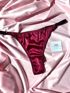 Wine Satin String Bikini, Valentines Gift Bikini, Red Thong Panty - Etsy