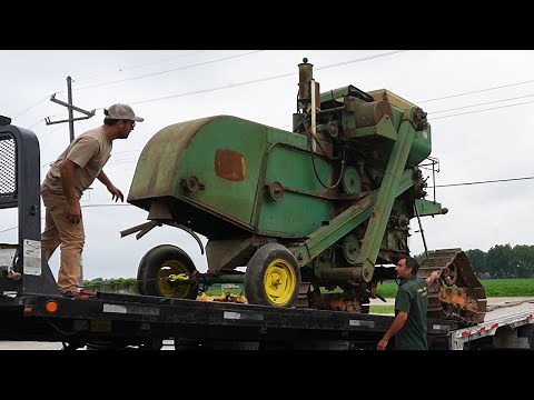 John Deere 40 Combine on Factory Tracks