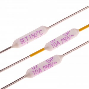 [Hot Item] Axial Installation Thermal Fuse 76 Degrees to 221 Degrees 10A 250VAC 60VDC Alloy Temperature Fuse Atco 10A 250V Thermal Fuse